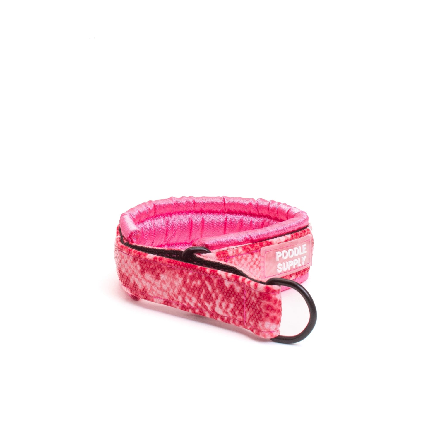 Fluffy Martingale Collar Pink Snake