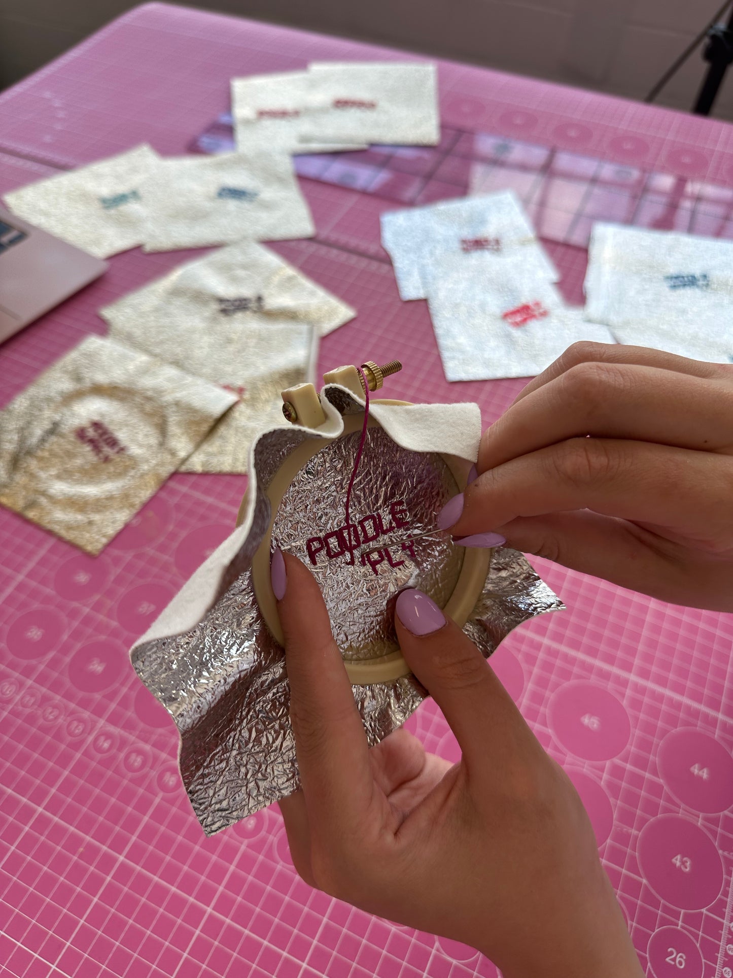 Poodle Charm Silver Blue 005