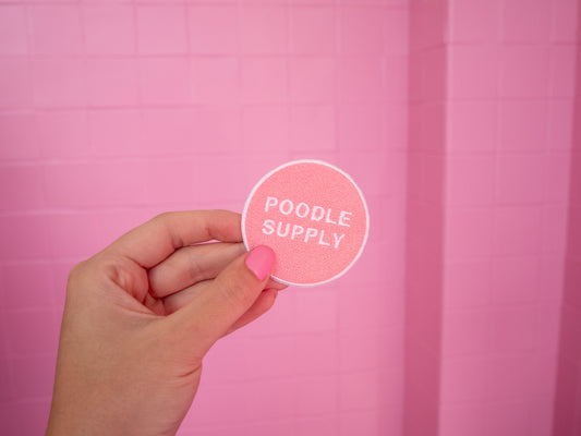 Poodle Supply Embroidery Round Logo Patch Soft Pink