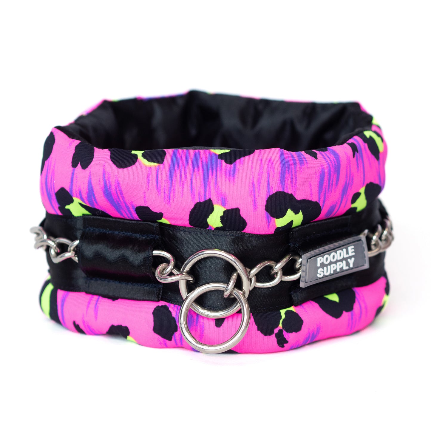 Fluffy Chain Collar Black Cheetah