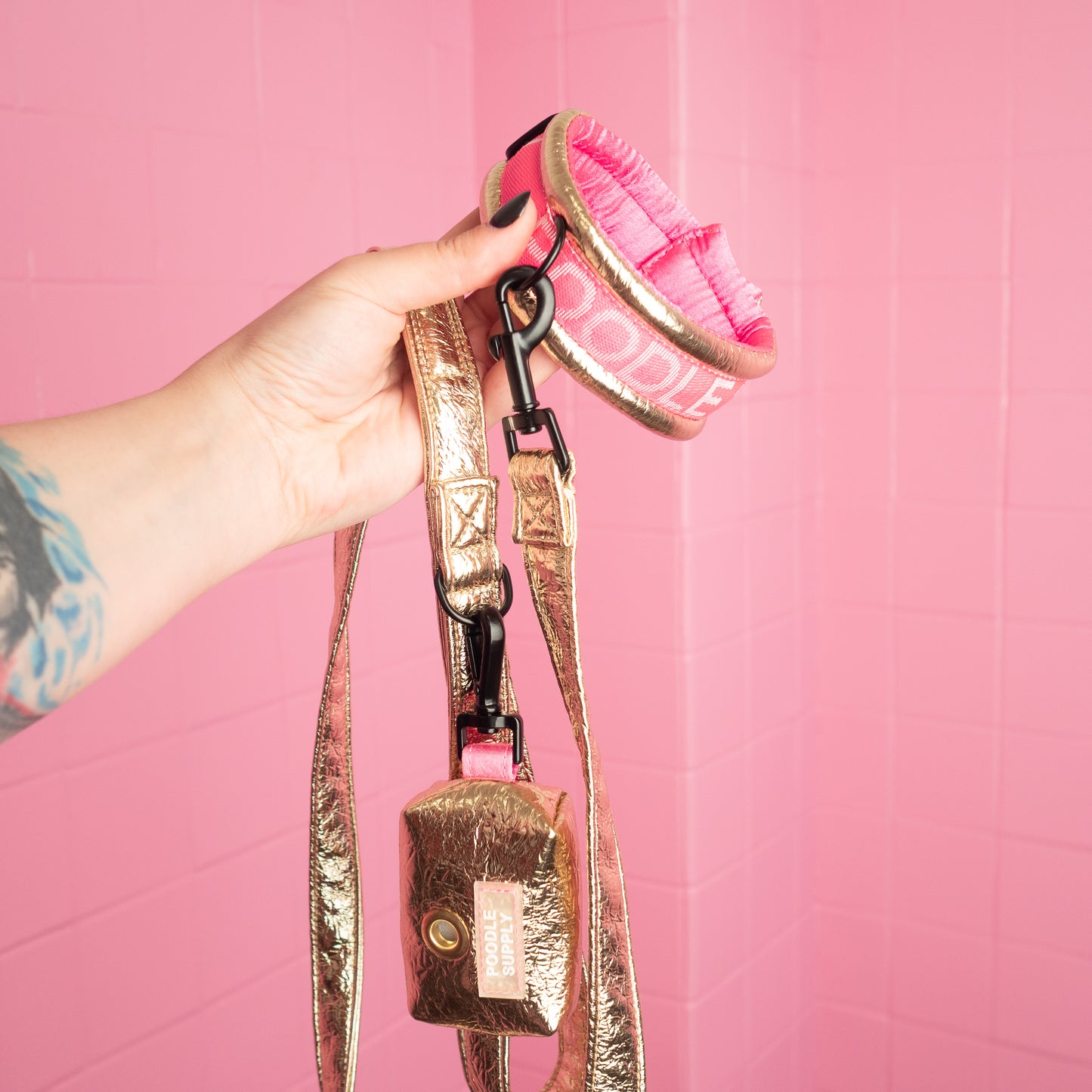 Standard Fluffy Magnetic Collar - Eco Leather Midnight Sun Poodle Mania