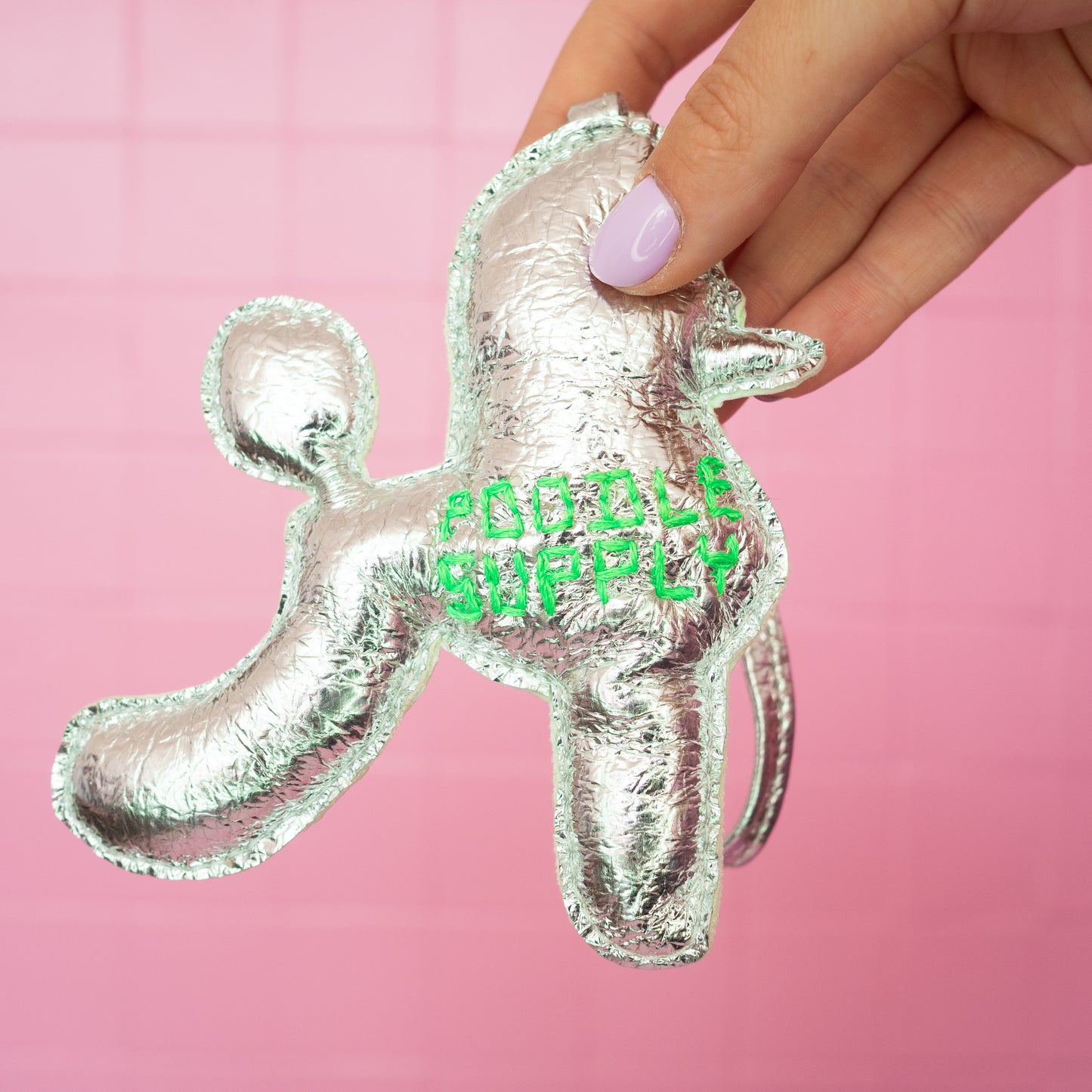 Poodle Charm Large Silver Lime 001