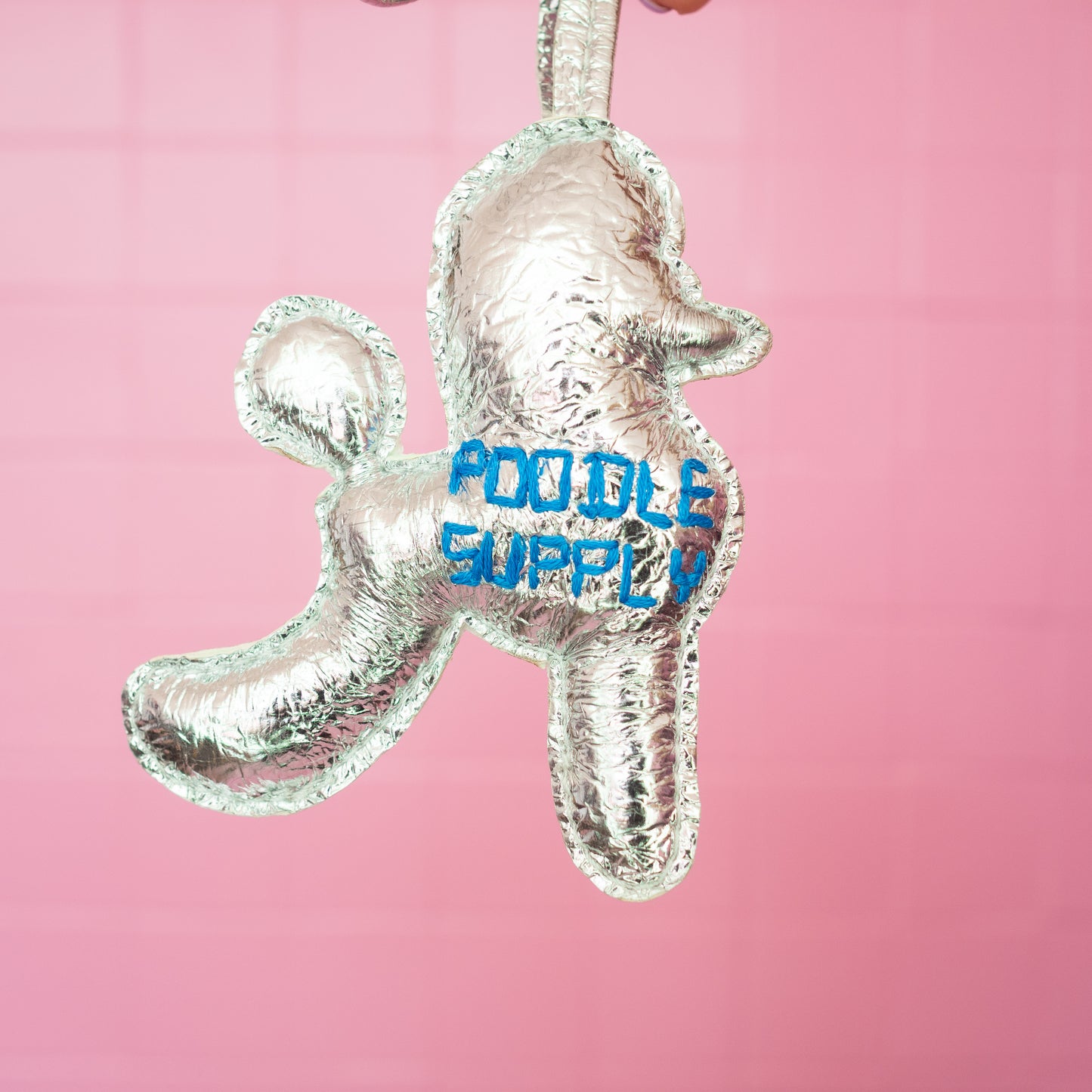 Poodle Charm Silver Blue 006