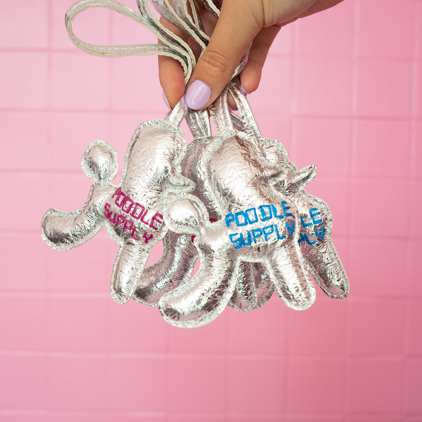 Poodle Charm Silver Plum 007