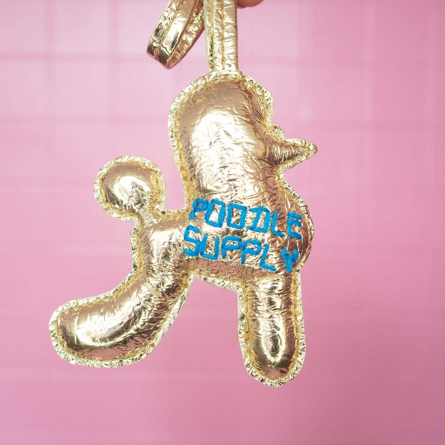 Poodle Charm Gold Blue 013