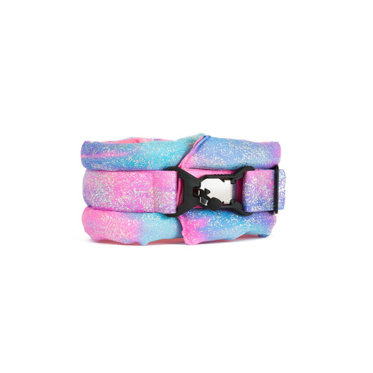 Toy / Miniature Fluffy Magnetic Collar Pink/Blue Glossy Rainbow with Baby Pink