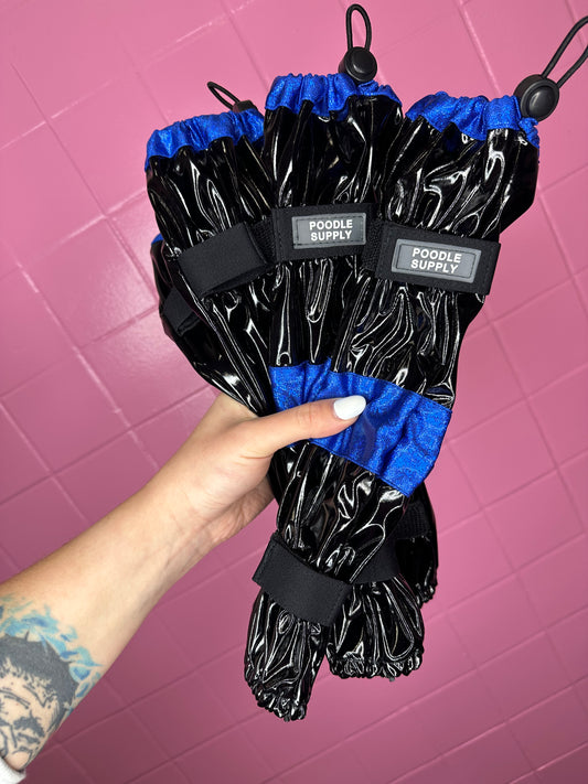 Poodle Supply Set 4 Leg Protectors Black Royal Blue