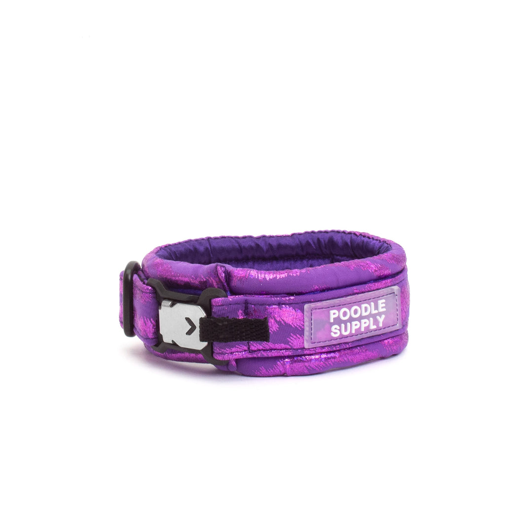 Extra Small Fluffy Magnetic Collar Glossy Purple
