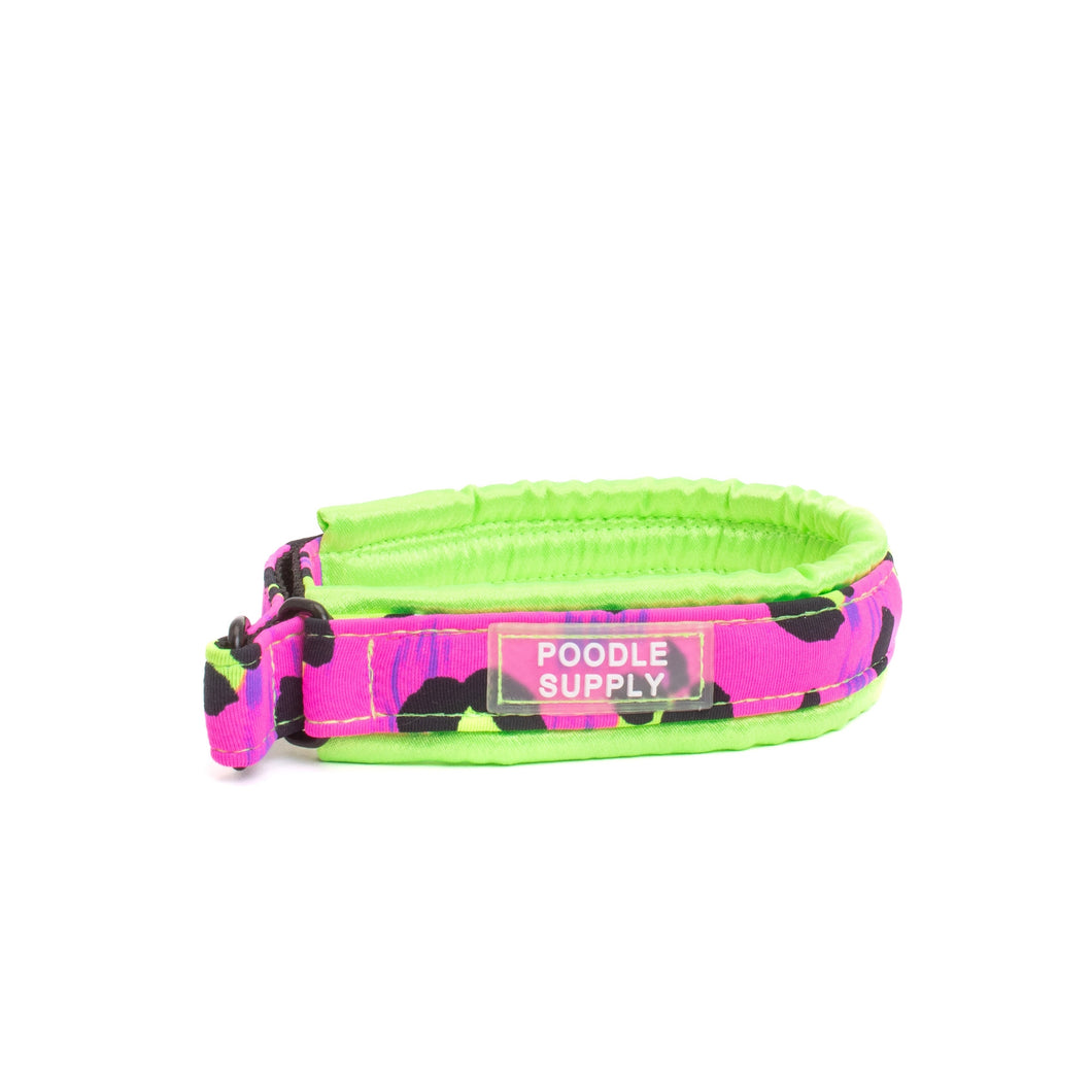 Small / Medium / Large Martingale Collar Poodle Supply Electric Lime Cheetah