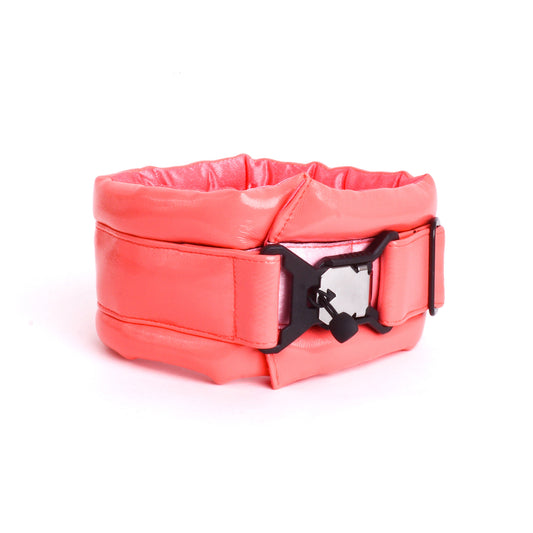 Standard Fluffy Magnetic Collar Eco Leather Coral