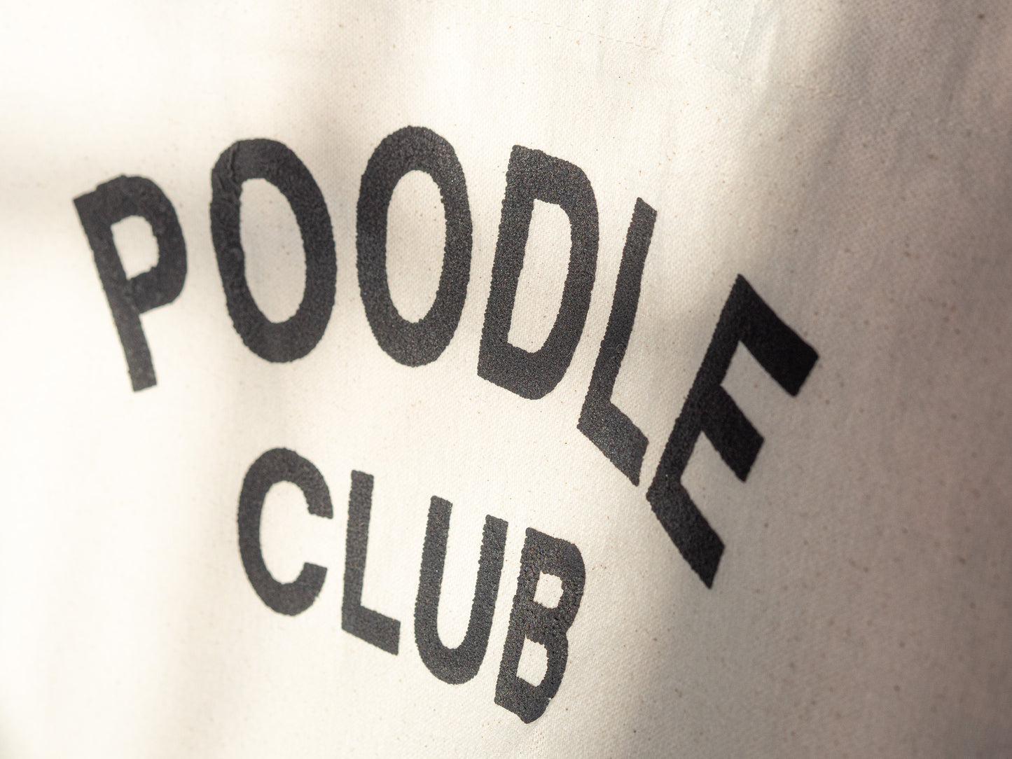 Poodle Supply "POODLE CLUB" Heavy Canvas Tote Bag - Natural White / Black