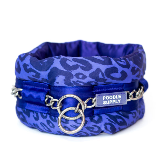 Fluffy Chain Collar Purple Leopard