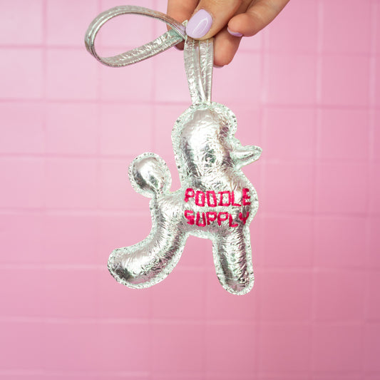 Poodle Charm Silver Magenta 008