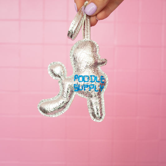 Poodle Charm Silver Blue 005