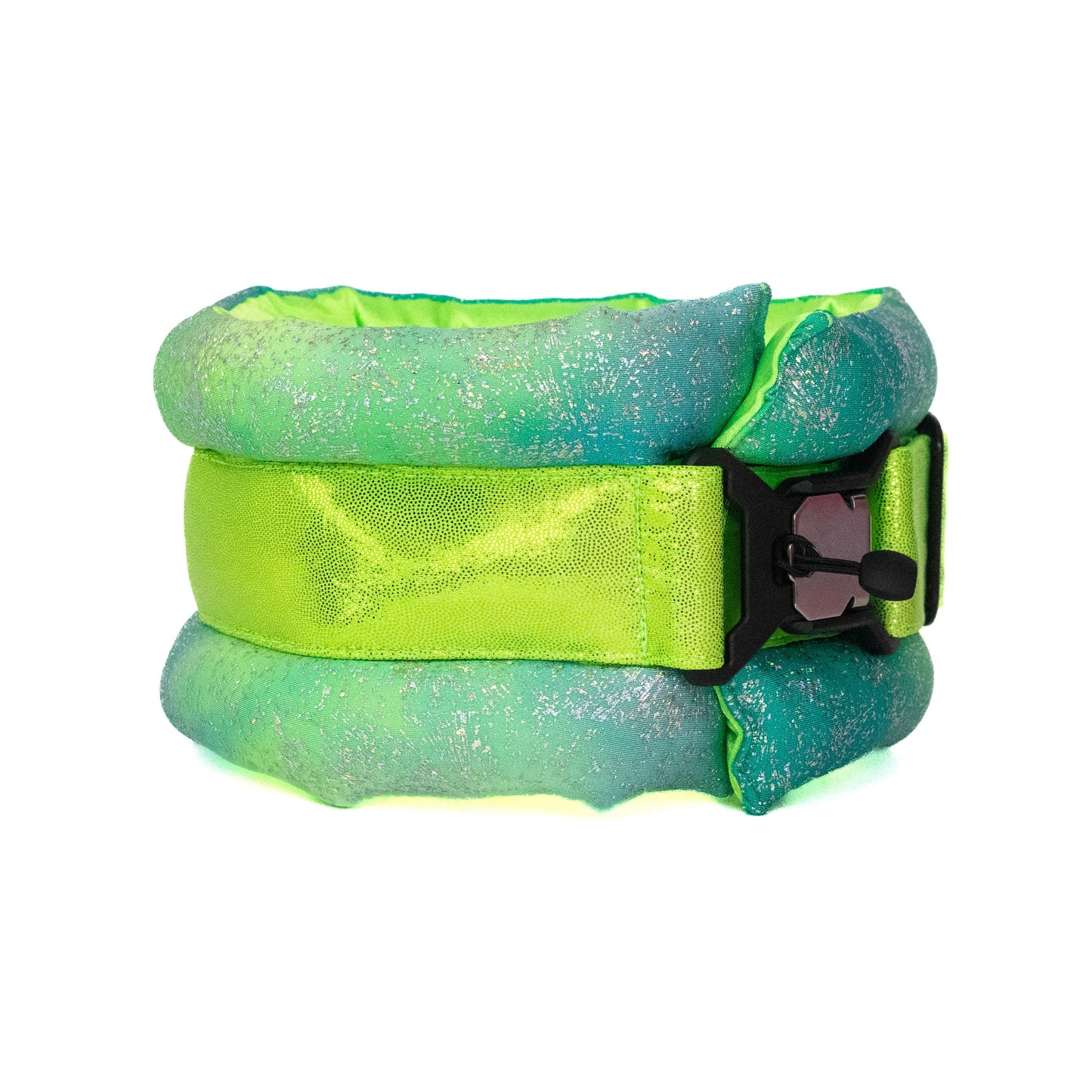 Standard Fluffy Magnetic Collar Lime Rainbow