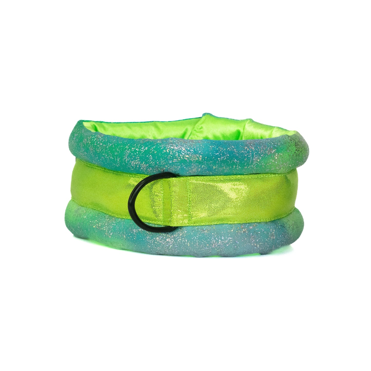 Toy / Miniature / Medium Fluffy Magnetic Collar Lime Rainbow