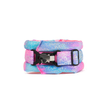 Load image into Gallery viewer, Toy / Miniature Fluffy Magnetic Collar Pink/Blue Glossy Rainbow with Baby Pink
