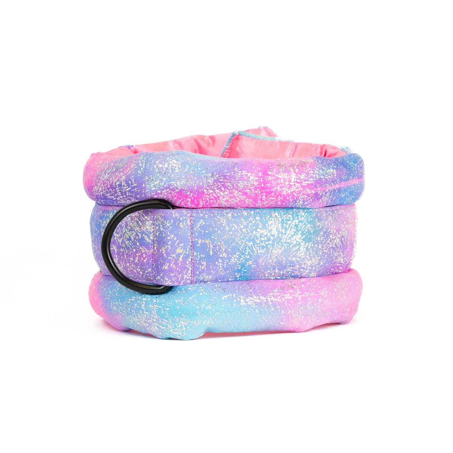 Standard Fluffy Magnetic Collar Pink/Blue Glossy Rainbow with Baby Pink