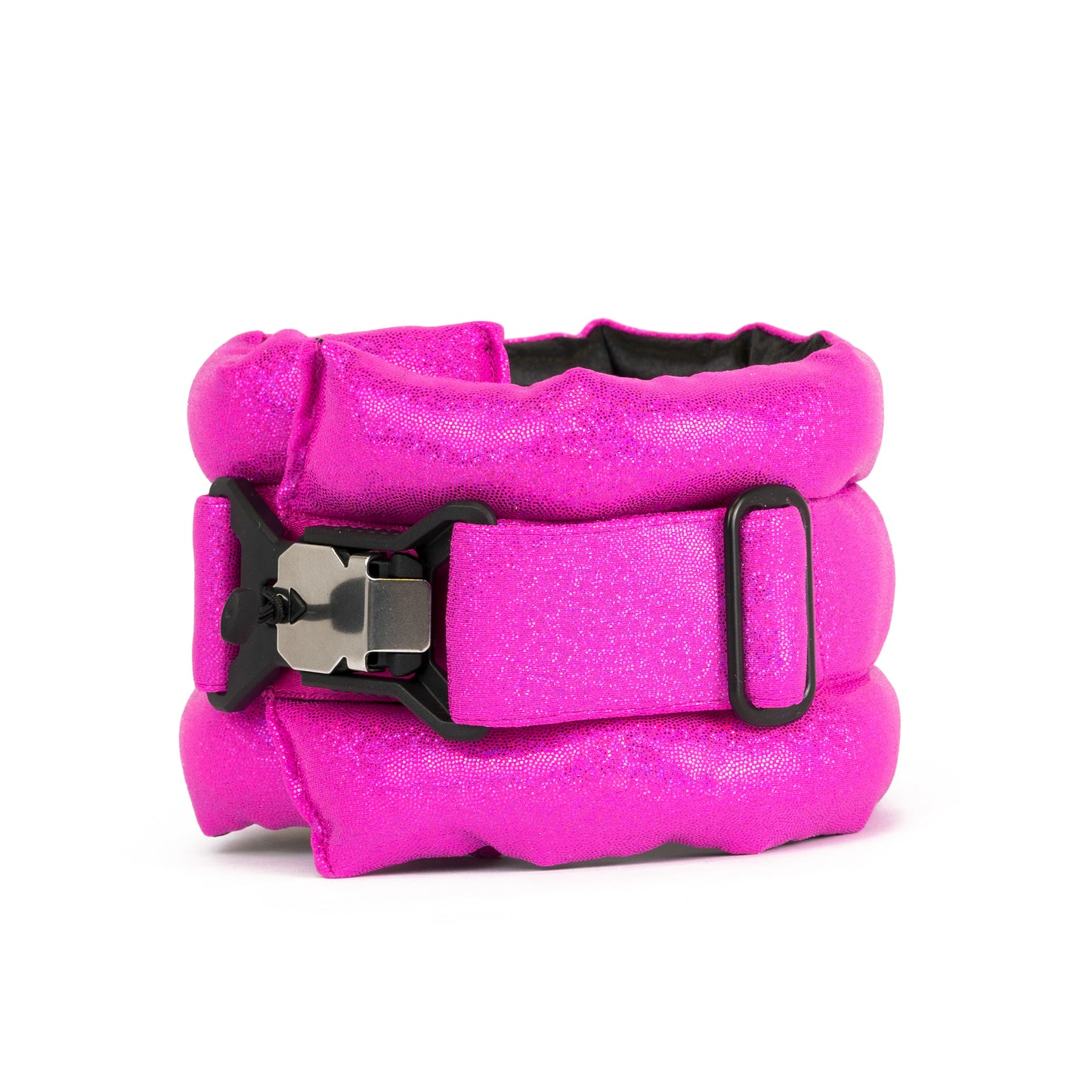 Standard Fluffy Magnetic Collar Holographic Neon Fuchsia with Black