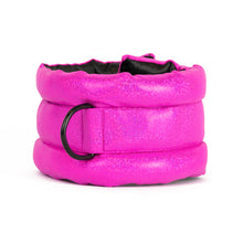 Load image into Gallery viewer, Standard Fluffy Magnetic Collar Holographic Neon Fuchsia with Black

