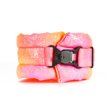 Load image into Gallery viewer, Standard Fluffy Magnetic Collar Pink/Yellow Glossy Rainbow with Neon Orange
