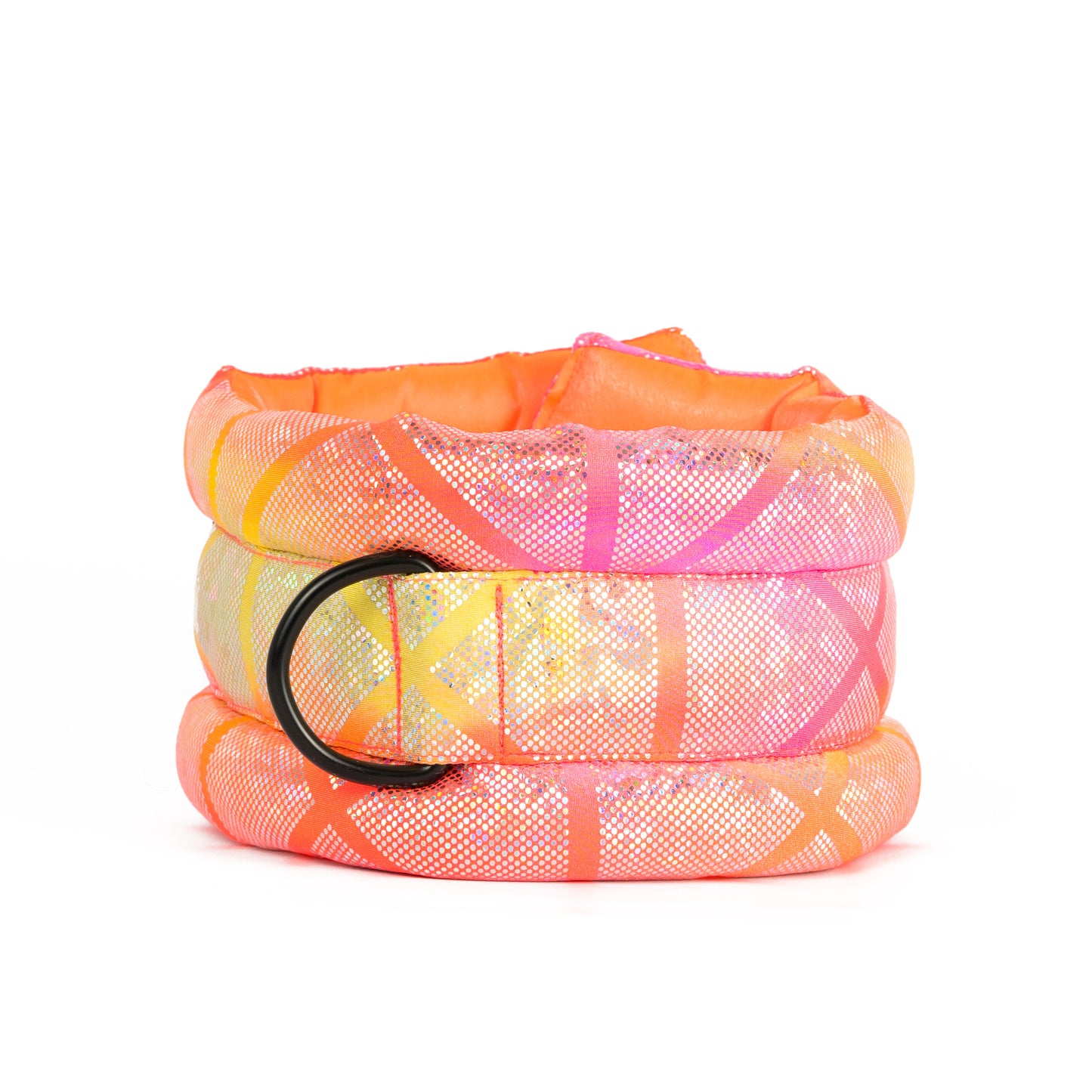 Standard Fluffy Magnetic Collar Neon Pink/Yellow Ombre with Neon Orange