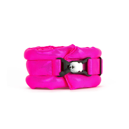 Toy / Miniature Fluffy Magnetic Collar Metallic Ultra Neon Pink with Black