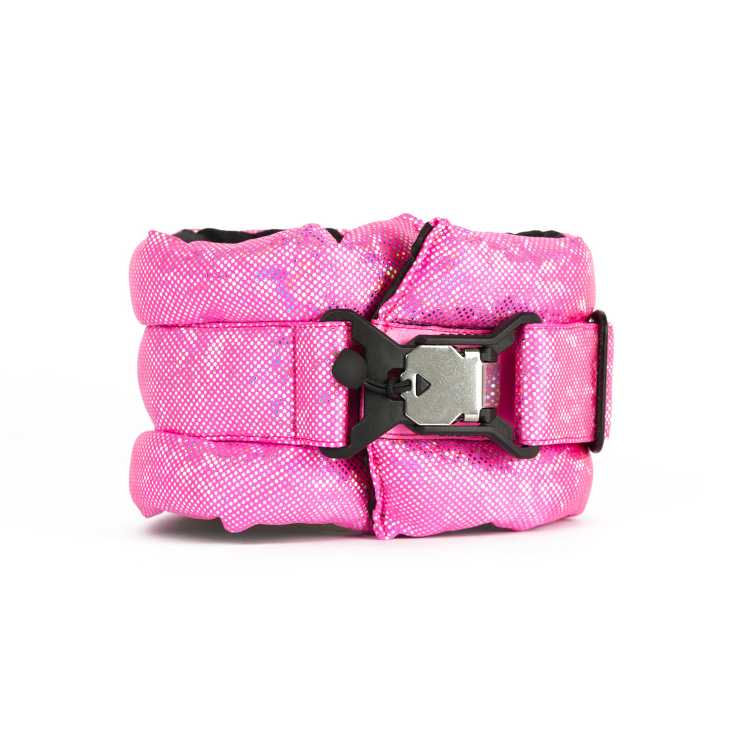 Standard Fluffy Magnetic Collar Holographic Pink with Black