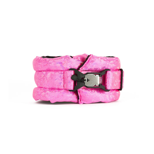 Toy / Miniature Fluffy Magnetic Collar Holographic Pink with Black