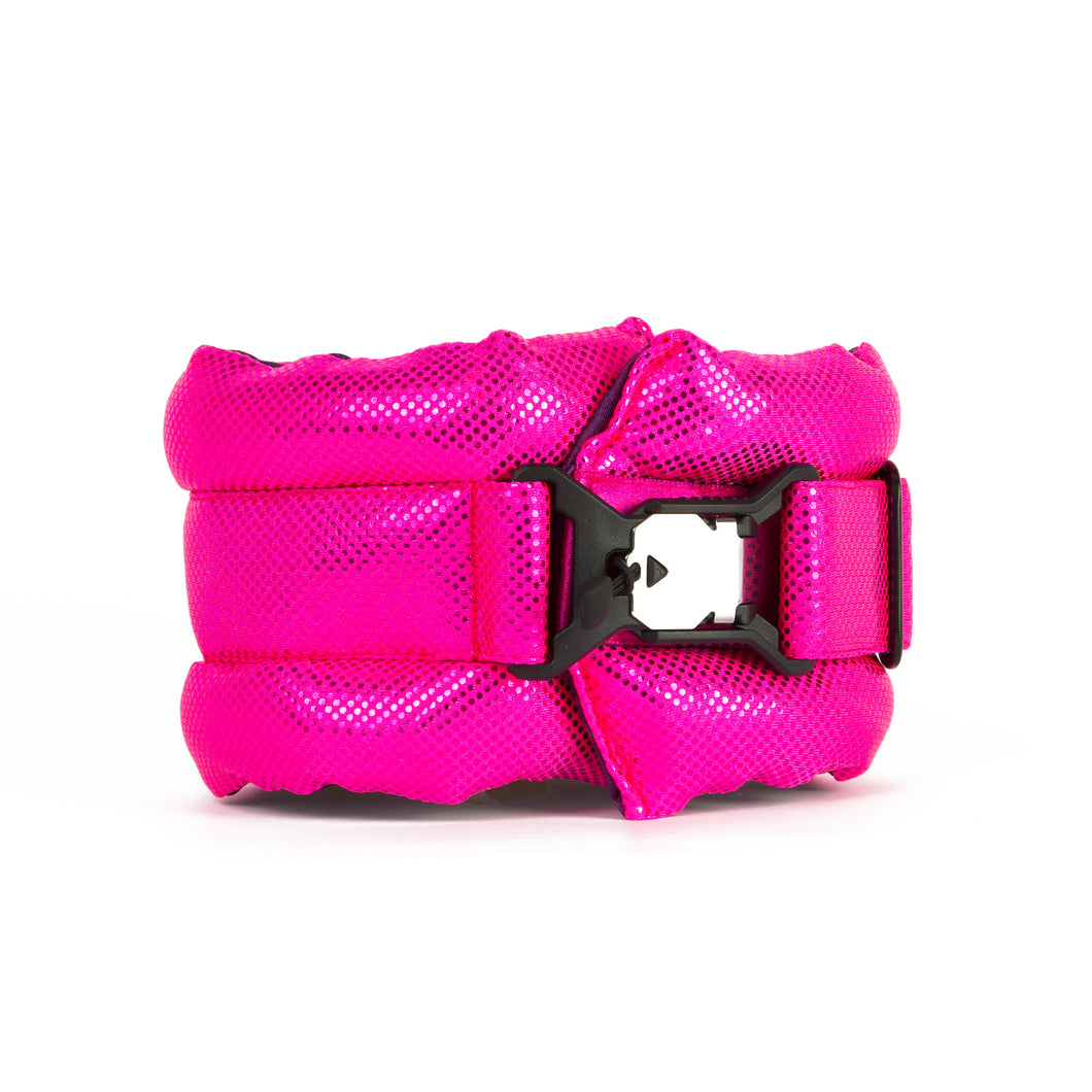 Standard Fluffy Magnetic Collar Metallic Ultra Neon Pink with Black