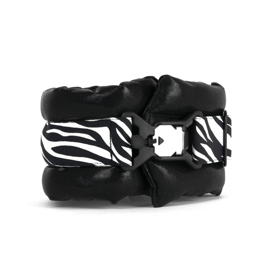 Standard Fluffy Magnetic Collar Black Zebra Stripe