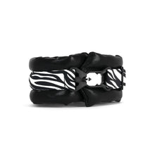Load image into Gallery viewer, Medium Fluffy Magnetic Collar Black Zebra Stripe

