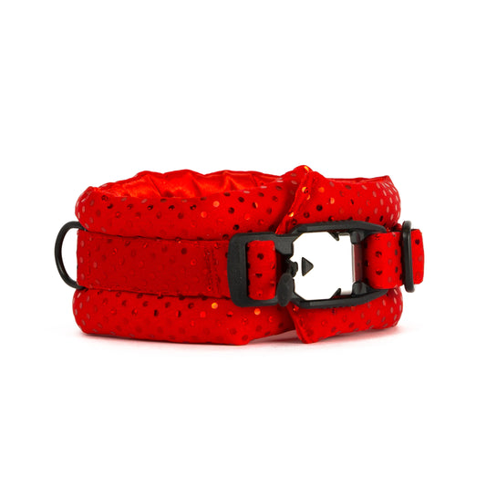 Medium Fluffy Magnetic Collar Glitter Red