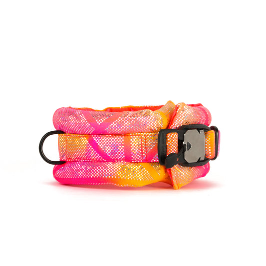 Medium Fluffy Magnetic Collar Neon Pink/Yellow Ombre with Neon Pink