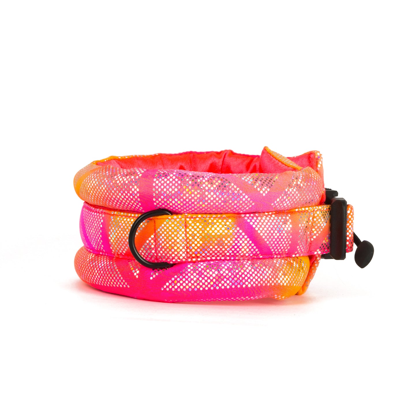 Toy / Miniature Fluffy Magnetic Collar Neon Pink/Yellow Ombre with Neon Pink