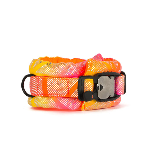 Toy / Miniature Fluffy Magnetic Collar Neon Pink/Yellow Ombre with Neon Orange