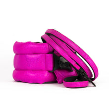 Load image into Gallery viewer, Standard Fluffy Magnetic Collar Holographic Neon Fuchsia with Black
