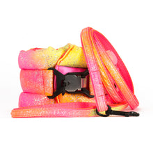 Load image into Gallery viewer, Standard Fluffy Magnetic Collar Pink/Yellow Glossy Rainbow with Neon Orange
