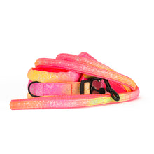 Načíst obrázek do prohlížeče Galerie, Medium Poodle Supply Fluffy Magnetic Collar Pink/Yellow Glossy Rainbow with Neon Pink
